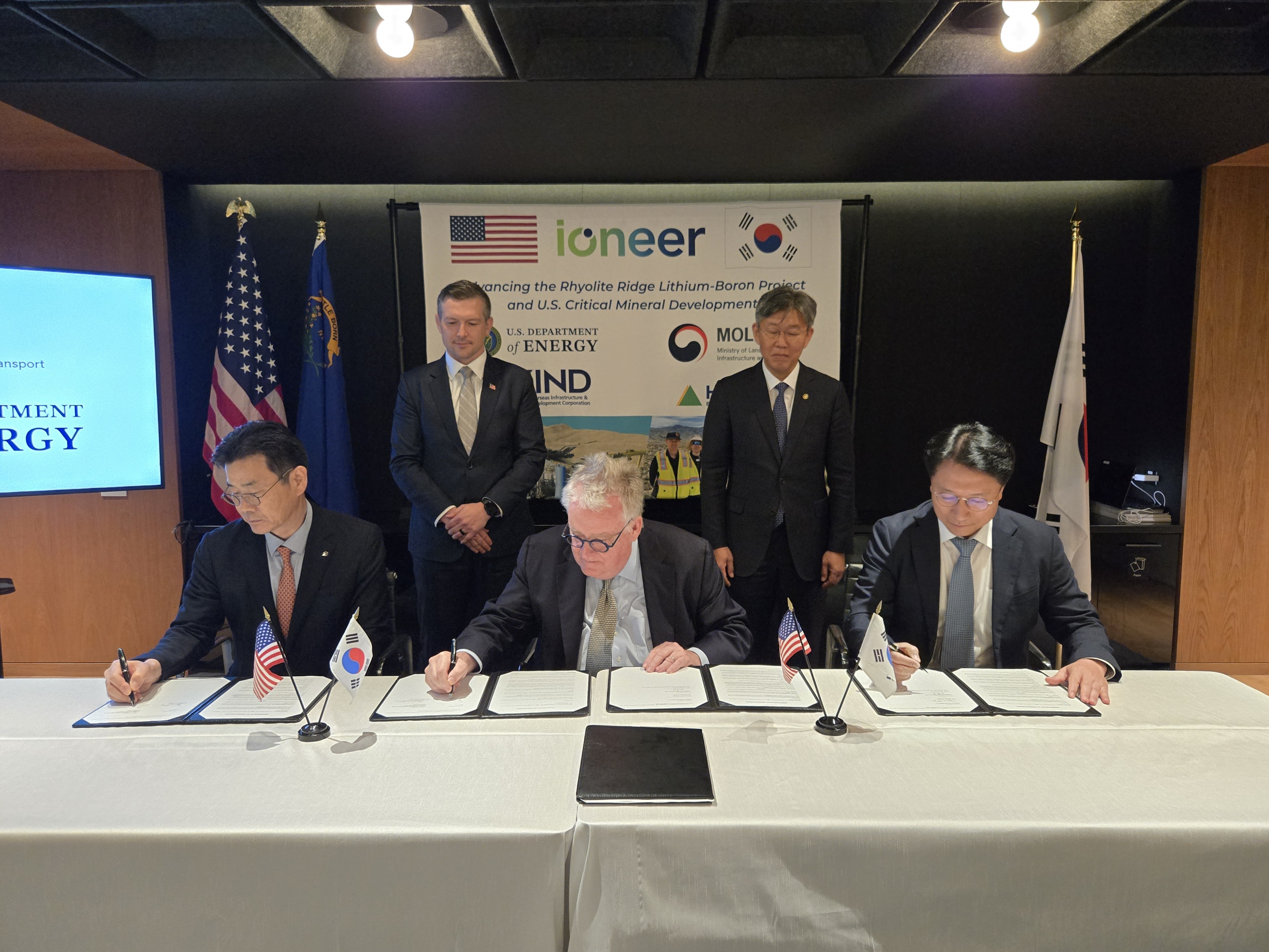 미국 네바다 Rhyolite Ridge 리튬-붕소 제련 플랜트 사업 협력을 위한 양해각서(MOU) 체결식
